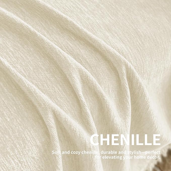 Couch Cover for Dogs, Boho Sofa Covers for 2 Cushion Couch, Chenille Sofa Slipcover for Pets Washable, L-Shape Sectional Couch Loveseat Cover Soft Throw Blankets with Tassels(71x102,Cream)