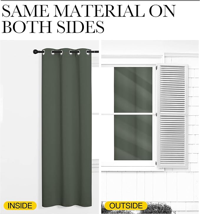 NICETOWN Dark Mallard Blackout Curtains Grommet - Home Decorations Thermal Insulated Solid Grommet Top Blackout Living Room Panels/Drapes for Gift (1 Pair, 55 x 86 inches)