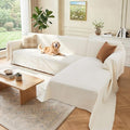 Sectional Couch Covers, 2 Pieces Washable L Shaped Couch Covers Sofa Blanket for Dogs Pet Friendly Sectional Sofa Slipcovers Furniture Covers,71"x118"+91"x134",(XXX-Large,Cream White)