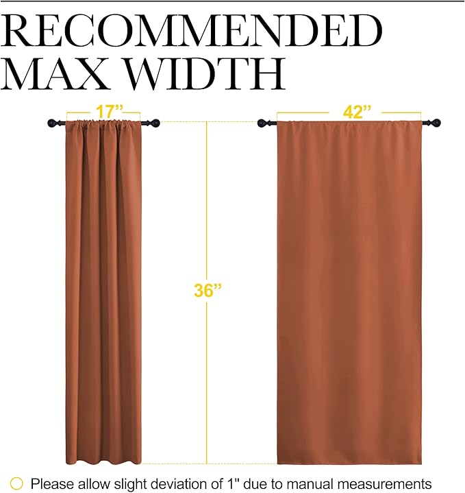 NICETOWN Blackout Curtains and Drapes - Thermal Insulated Solid Rod Pocket Blackout Draperies/Panels (Burnt Orange, 1 Pair, 42 by 36 inches)