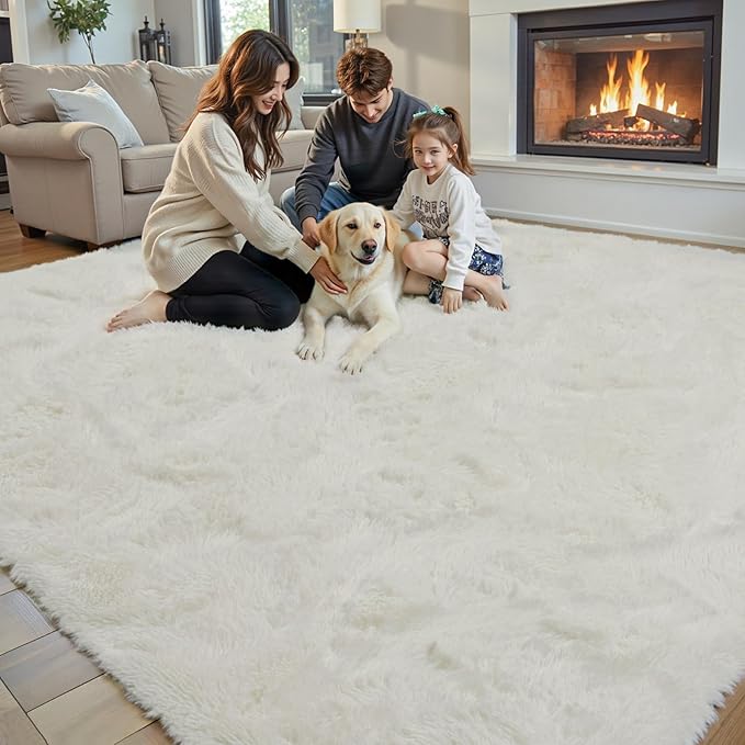 8x10 Area Rugs for Living Room Bedroom, Large Area Rug Shaggy Carpet Soft Plush Furry Bedside Rug, Rugs for Home Decor (Cream, 8 x 10)