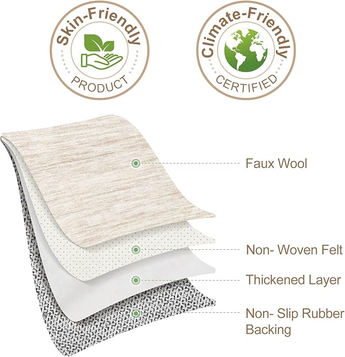 Nakagishi 8X10 Area Rugs Living Room: Washable Large Vintage Rug Neutral Non-Slip Soft Stain Resistant Indoor Carpet for Bedroom Nursery Dining Room Office Playroom - Beige-01