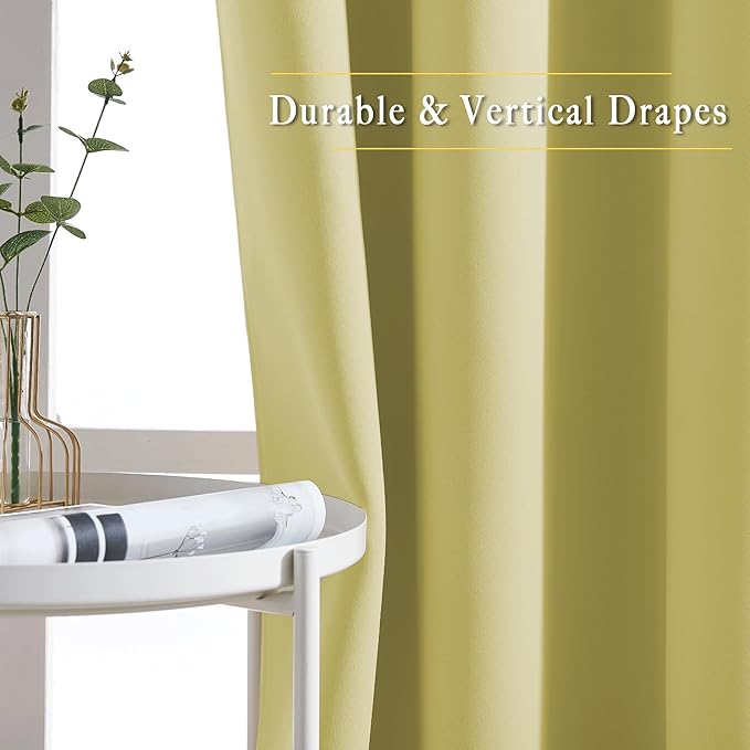 NICETOWN Living Room Window Curtain Drapes Extra Long & Wide - Living Room Panels Grommet Top Window Treatment for Hall & Guest Room (W80 x L108, Paler Yellow, 2 Pieces)