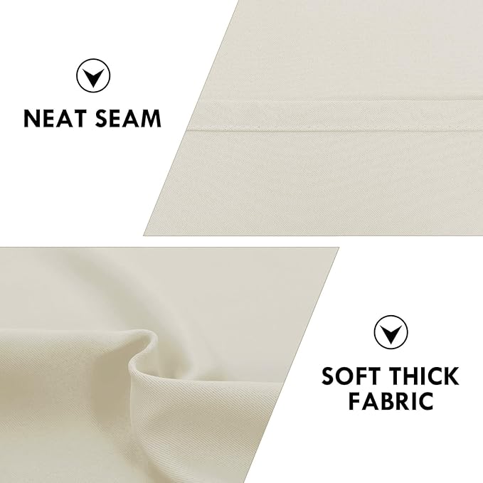 DWCN Blackout Curtains for Living Room Thermal Insulated, Energy Saving & Noise Reducing Bedroom Curtains, Light Beige, W 70x L 72 Inch, Set of 2 Rod Pocket Curtain Panels