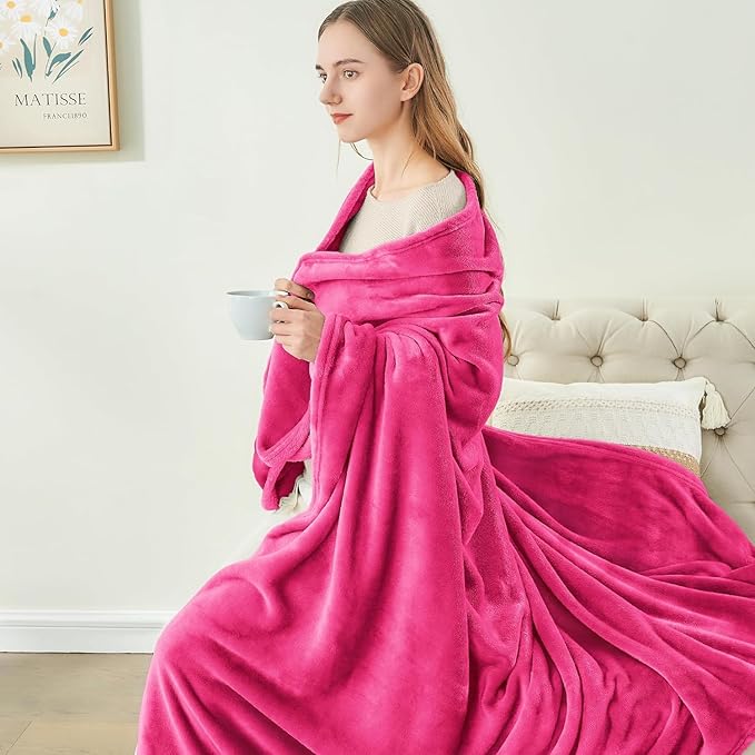 BEDELITE Fleece Blanket Hot Pink Valentines Throw Blanket for Couch & Bed, Luxury Plush Cozy Fuzzy Blanket 50" x 70", Super Soft Warm Lightweight Fall Throw Blanket for Travel Camping