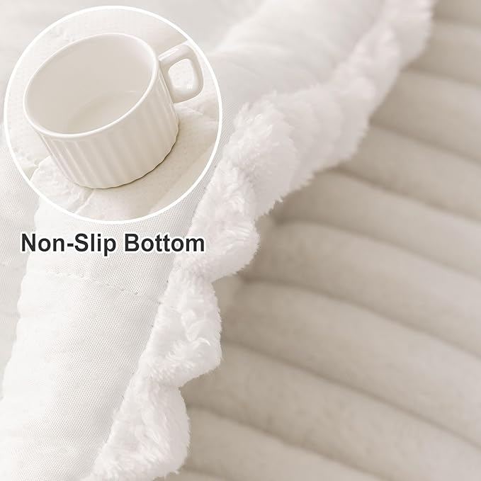 hyha Couch Covers for Dogs Washable, Non Slip Plush Dog Sofa Protectors, Fuzzy Pet Couch Covers for 3 Cushion Sofa Pet Friendly (White, 27.6" x 88")