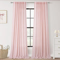 Light Pink Linen Back Tab Curtains 102 Inches Long for Living Room 2 Panels Set Neutral Modern Farmhouse Rod Pocket Light Filtering Semi Sheer Window Curtains for Kids Bedroom Pink Decor