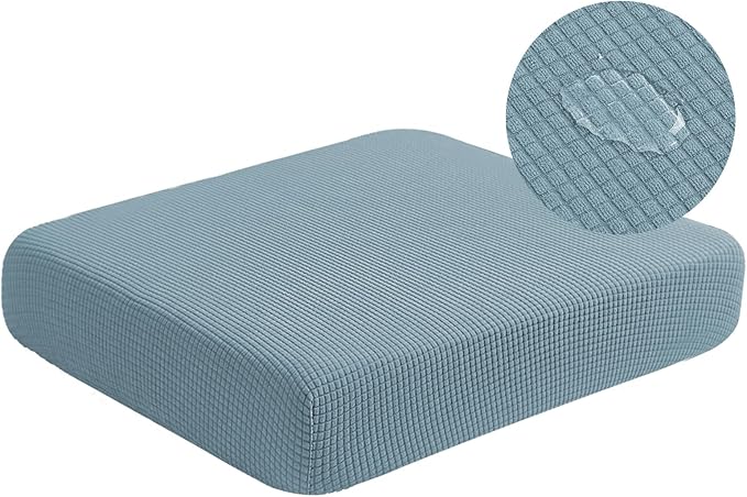Water Repellent Sofa Seat Slipcovers Stretch Cushion Covers, Seaters Replacement for Furniture Protector, Soft Flexibility with Elastic Bottom (Small, Dusty Blue)