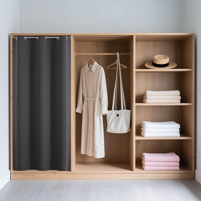 Joydeco Blackout Door Curtain for Doorway Privacy 84 Inches Long, Grommet Closet Curtain for Open Closet, Room Divider for Bedroom Living Room (Grey, 52Wx84L, 1 Panel)