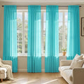 MIULEE Turquoise Sheer Curtains 108 Inches Long, 4 Panels Set, Light Filtering Rod Pocket Voile Drapes for Living Room and Bedroom, Airy Soft Fabric Window Treatments, 42 x 108 Inches