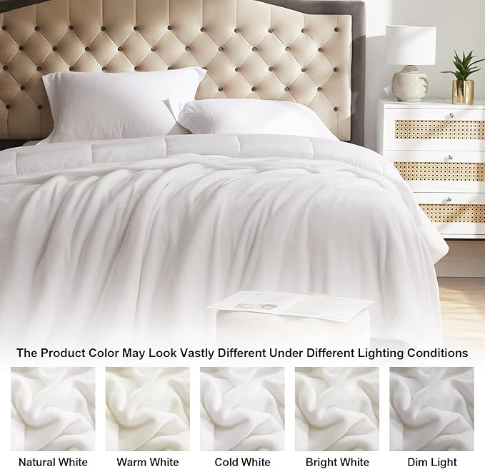 KMUSET Fleece Blanket Throw Size White Lightweight Super Soft Cozy Luxury Bed Blanket Microfiber (Pack of 2)