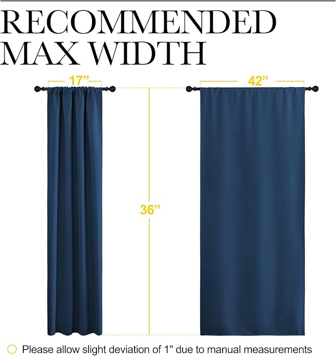 NICETOWN RV Blackout Curtains for Camper Windows, Moroccan Blue, 42" x 36", Set of 2, Kitchen Curtains, Short Blackout Drapes, Thermal Insulated Rod Pocket Window Treatment Draperies for Nursery