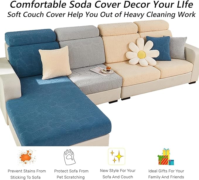 Soothing Home Sofa Covers, Sofa Hero Covers, Wear-Resistant Universal Couch Covers Washable Stretch Sectional Couch Cushion Covers (Coffee,Large Single Seat Cover)