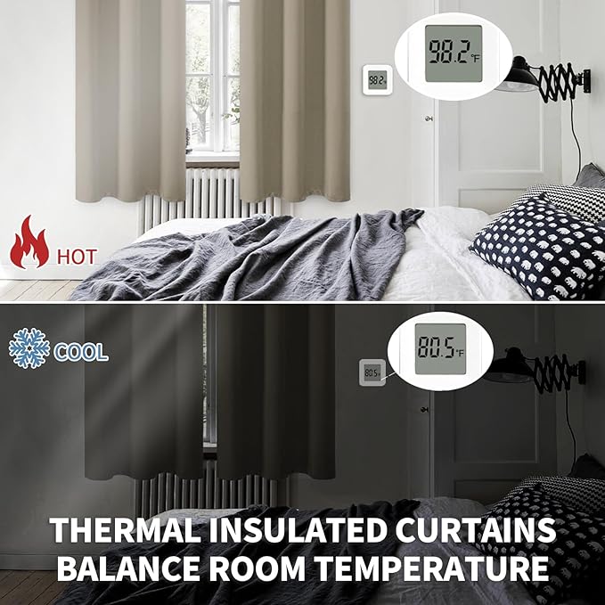 BGment Room Darkening Curtains 72 Inches Long - Grommet Thermal Insulated Drapes Window Treatment Curtains for Bedroom, 2 Panels, 42 x 72 Inch, Cocoa