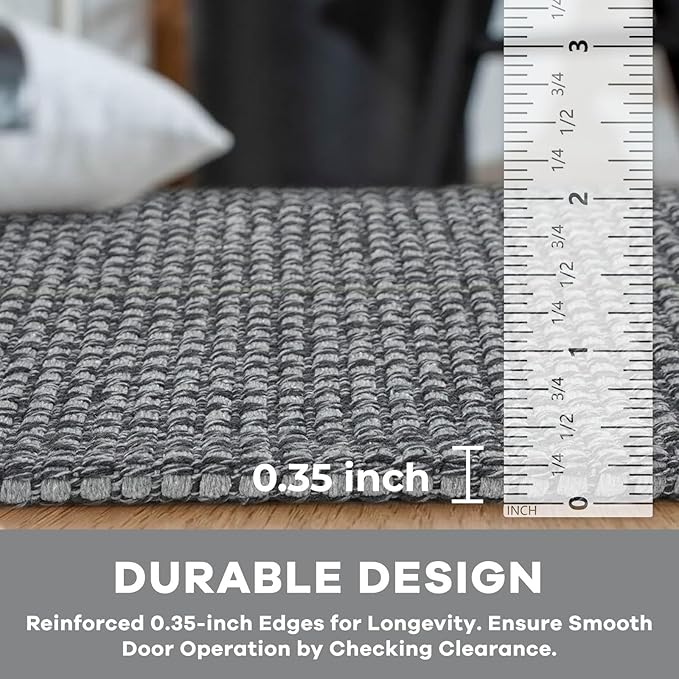 KOZYFLY Extra Long Runners for Hallways 3x16 ft Washable Kitchen Runner Non Slip Rubber Backed Hallway Rug Cotton Entryway Runner Rug Floor Carpet for Indoor Hall, Kitchen, Stair, Grey/Dark Grey