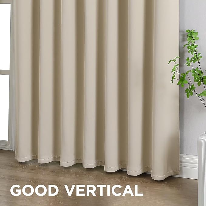 Joydeco Blackout Curtains 90 Inches Long 2 Panels Set, Thermal Insulated Long Curtains& Drapes 2 Burg, Room Darkening Drapes for Bedroom Living Room (Light Beige, W37 x L90 Inch)