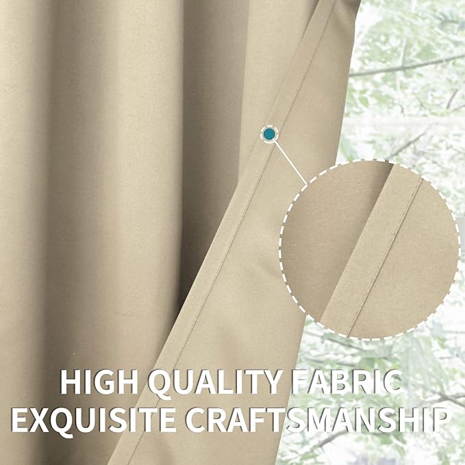 BGment Beige Room Darkening Curtains 63 Inches Long 2 Panels Set, Sunlight Blocking Thermal Insulated Grommet Window Treatment Drapes for Bedroom, Each Panel 42 x 63 Inch