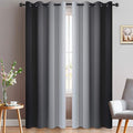 Yakamok Light Blocking Grommet Ombre Curtains,Symmetrical Gradient Color Curtains, Room Darkening Drapes for Bedroom (Black and Greyish White, 52x96 Inch, Set of 2)