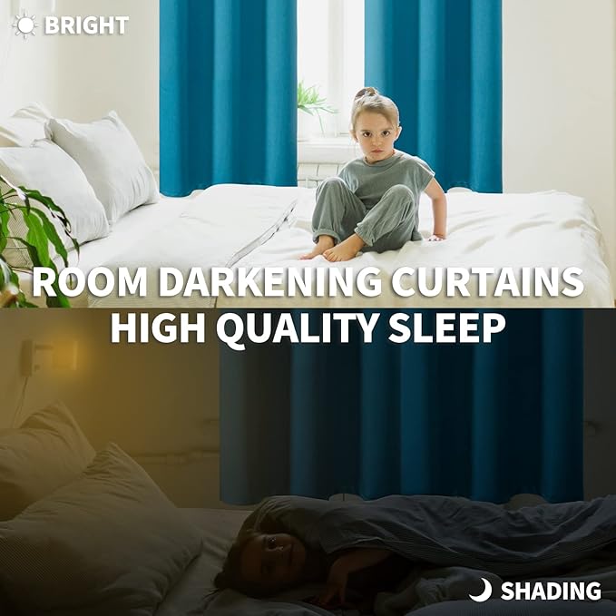 BGment Blackout Curtains - Grommet Thermal Insulated Room Darkening Bedroom and Living Room Curtains, Set of 2 Panels (42 x 72 Inch, Peacock Blue)