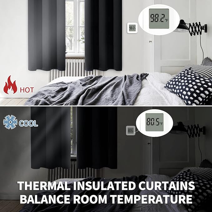BGment Blackout Curtains for Living Room - Grommet Thermal Insulated Room Darkening Curtains for Bedroom, Set of 2 Panels (52 x 72 Inch, Black)