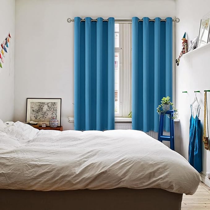 BGment Blackout Curtains - Grommet Thermal Insulated Room Darkening Bedroom and Living Room Curtains, Set of 2 Panels (52 x 63 Inch, Steel Blue)