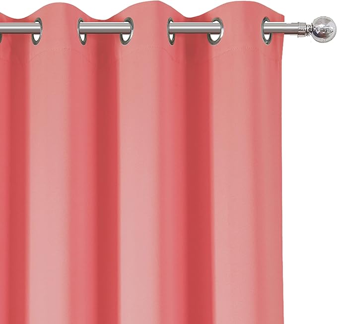 LEMOMO Blackout Curtains 66 x 84 inch/Coral Curtains Set of 2 Panels/Thermal Insulated Room Darkening Bedroom Curtains