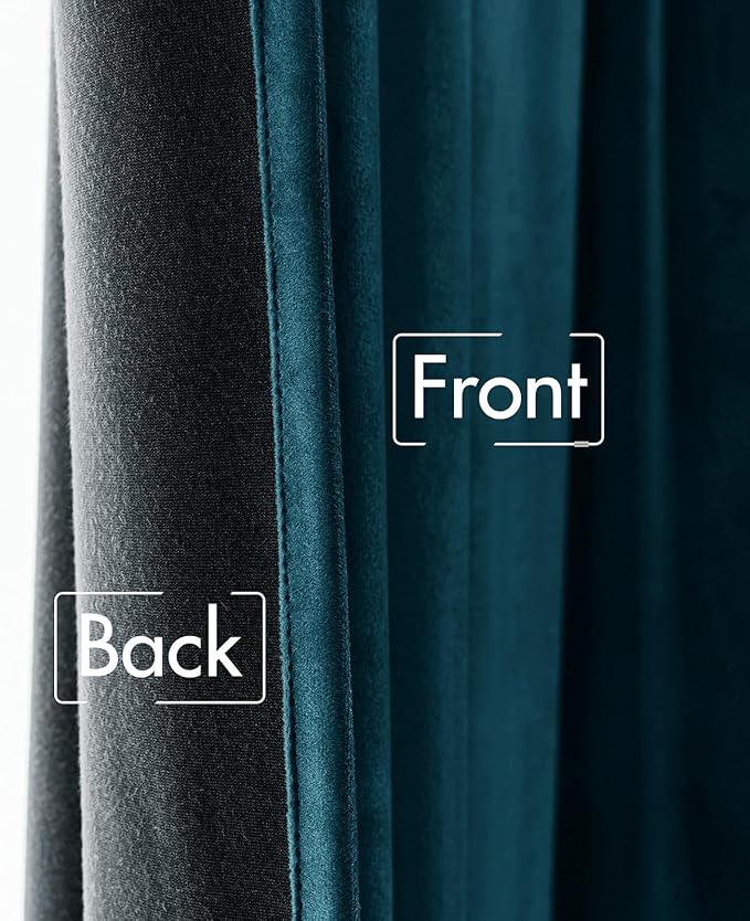 MIULEE Blue Velvet Curtains 96 inches 2 Panels - Luxury Room Darkening Curtains for Bedroom Living Room Thermal Insulated Super Soft Window Drapes Rod Pocket & Back Tab, Peacock Blue