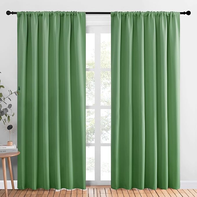 NICETOWN Room Darkening Curtains for Bedroom, Froest Green, Set of 2 Panels, 62 x 84 Inch, Triple Weave Home Decoration Thermal Insulated Solid Drapes for Patio Door