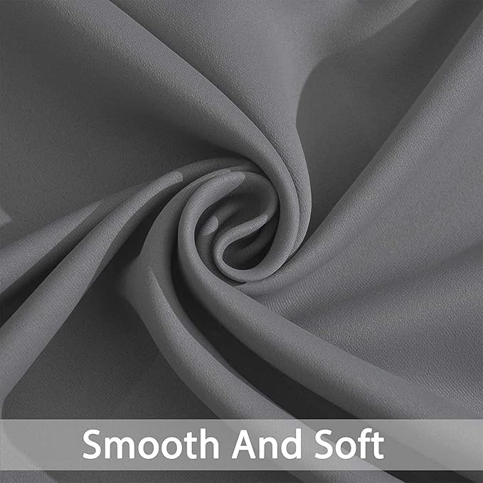 Yakamok Blackout Curtains Room Darkening Thermal Insulated Window Panels,Solid Grommet Top Drapes for Bedroom/Living Room(62Wx96L, Grey, 2 Panels)