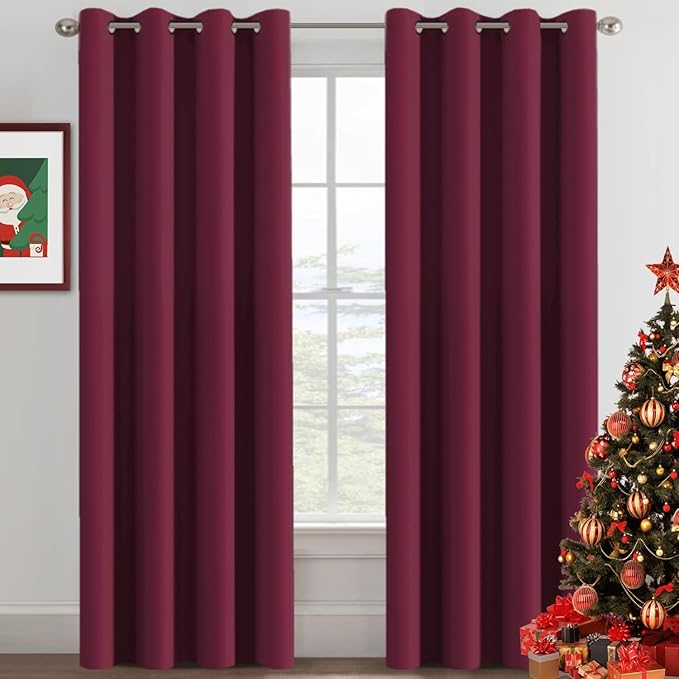 H.VERSAILTEX Light Blocking Blackout Curtains Window Treatment Thermal Insulated Grommet Energy Saving Curtains/Drapes for Bedroom/Living Room (52 x 102 Inch, Burgundy Red)