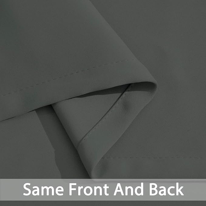Yakamok Room Darkening Drapes Blackout Curtains Thermal Insulated Grommet Curtain Panels for Bedroom, 38W x 54L,Dark Grey,One Pair