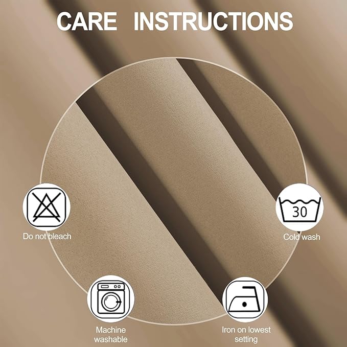 LEMOMO Natural Blackout Curtains/38 x 54 Inch/Set of Two Panels Grommet Living Room Curtains