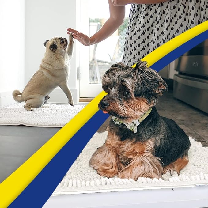 Muddy Mat® | Super Absorbent Door Mat Indoor, Microfiber Quick Dry Chenille Entryway Rug, Non-Slip Front Door Mat, Indoor Mats for Entryway, Machine Washable Pet Rug, White 36" x 120"