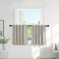 PONY DANCE Blackout Short Cafe Curtains, Privacy Light Block Small Window Curtains for Bedroom Kitchen Basement Dining Classroom, W 42 x L 30 inches, Cream, 2 Panels