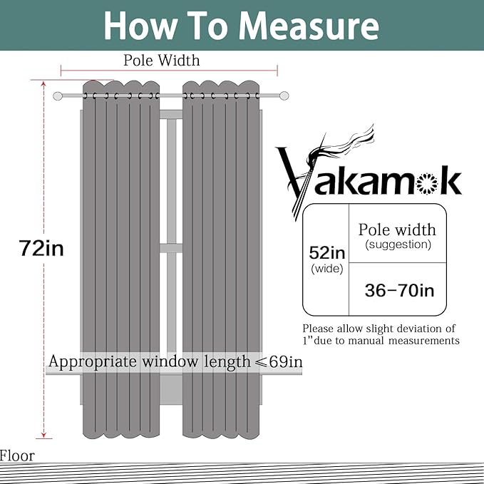 Yakamok Blackout Curtains Room Darkening Thermal Insulated Grommet top Window Curtains for Living Room, 52 x 72Inch, Beige, Set of 2