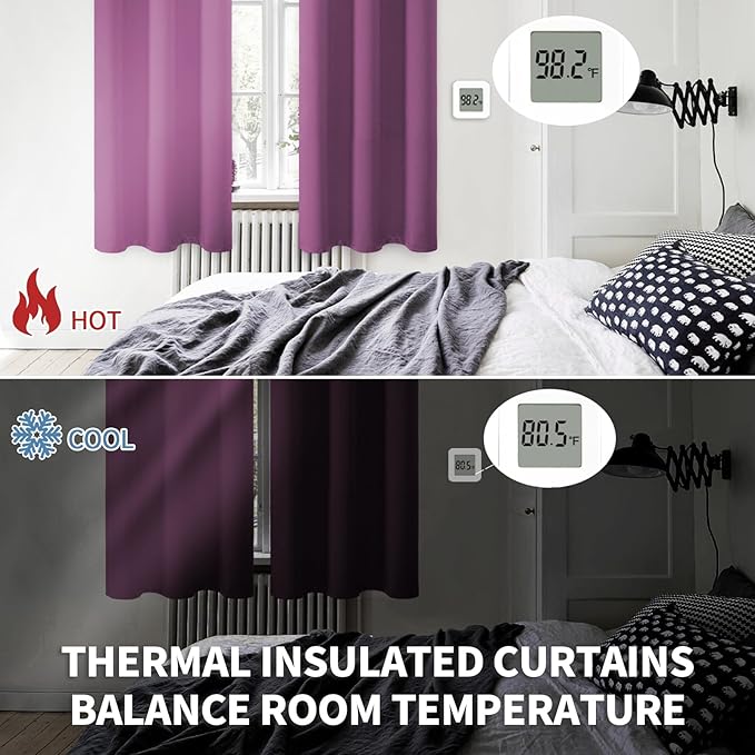 BGment Room Darkening Curtains 95 Inches Long - Grommet Thermal Insulated Drapes Window Treatment Curtains for Bedroom, 2 Panels, 52 x 95 Inch, Eggplant Purple