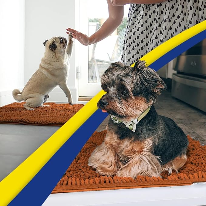 Muddy Mat® | Super Absorbent Door Mat Indoor, Microfiber Quick Dry Chenille Entryway Rug, Non-Slip Front Door Mat, Indoor Mats for Entryway, Machine Washable Pet Rug, Orange 24" x 120"