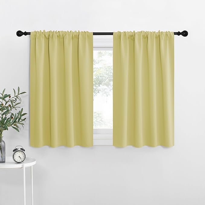 NICETOWN Blackout Curtains for RV Windows, Paler Yellow, 29" by 20", 2 Panels, Room Darkening Window Curtain Panels, Easy-Care Solid Thermal Insulated Draperies/Drapes for Daughter Room