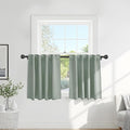 Pony Dance Small Blackout Curtains for Kitchen Windows, Short Drapes for Bathroom, Thermal Insulated Window Curtains Tiers for Basement, W 29 x L 36, Sage Green,2 PCS