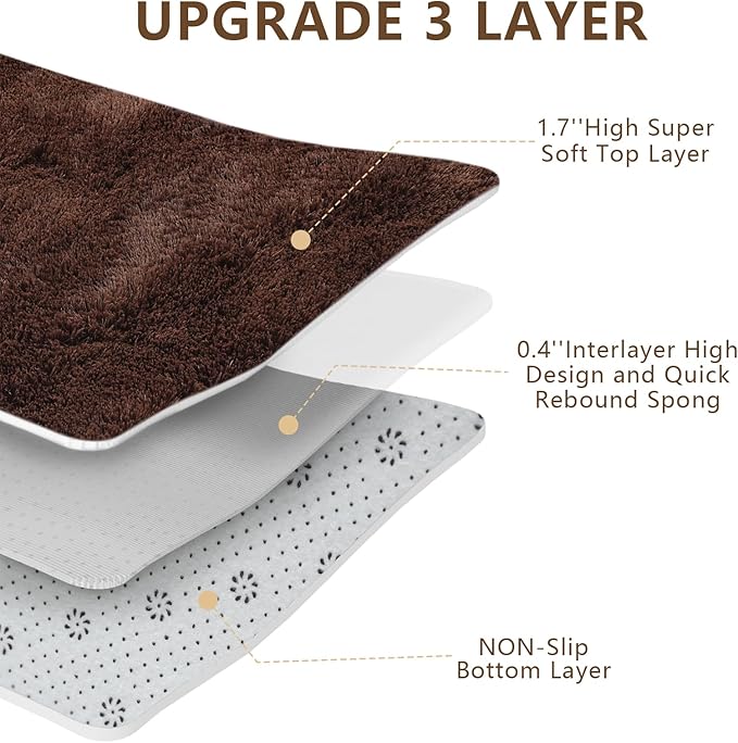 Shag Area Rugs for Bedroom Living Room,6X9 Ultra Soft Fluffy Area Rugs for Dorm, Indoor Carpet Nursery Rugs for Kids Room Home Decor,Brown