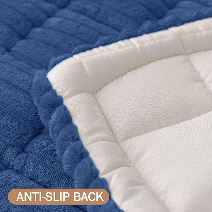 Smiry Couch Cover for Dogs Washable, Non Slip Fuzzy Pet Couch Covers for 3 Cushion Sofa Pet Friendly, Thick Soft Sofa Slipcovers Cushion Protector (Navy Blue, 27.6" x 27.6")