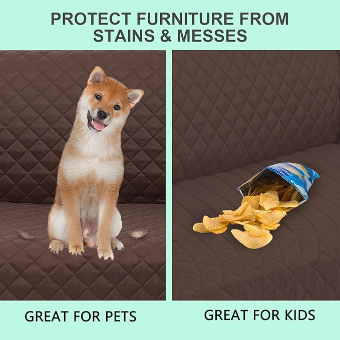 Recliner Chair Covers Reversible Sofa Cover Couch Cover for Pets Lazy Boy Furniture Protector(23''Chair,Chocolate/Taupe)