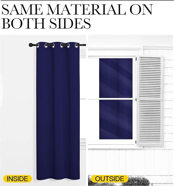NICETOWN Blackout Draperies Curtains, All Season Thermal Insulated Solid Grommet Top Blackout Curtains/Drapes for Kid's Room (Royal Blue, 1 Pair, 34 x 63 inches)
