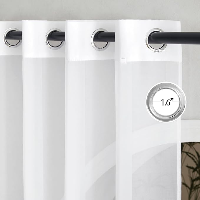 NICETOWN Sheer Window Panel Curtains - Grommet Top Gauzy Sheer Drapes Lightweight Breathable Panels for Windows (2-Pack, 54 Wide x 63 inch Long, White)