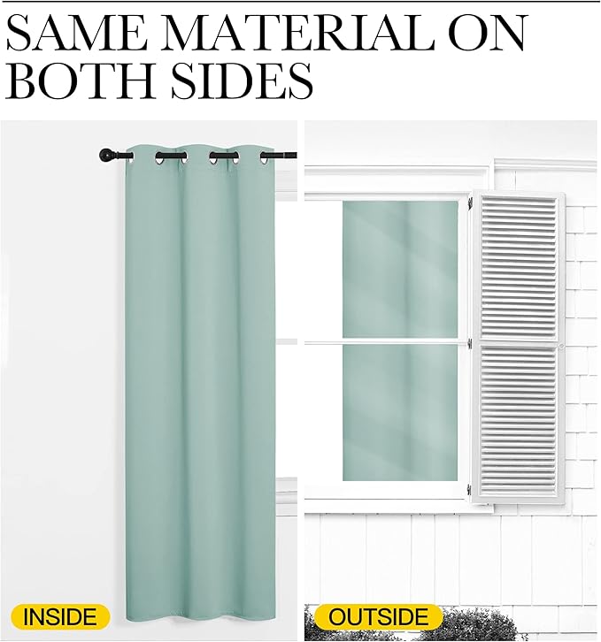 NICETOWN Aqua Blue Blackout Curtains 90" Long for Office, Dining Room, Guest Room, Sound Reducing Heat and Cold Block Curtain Panels for Modern Room Decorative (55" Wide by 90" Long, 2 Pieces)