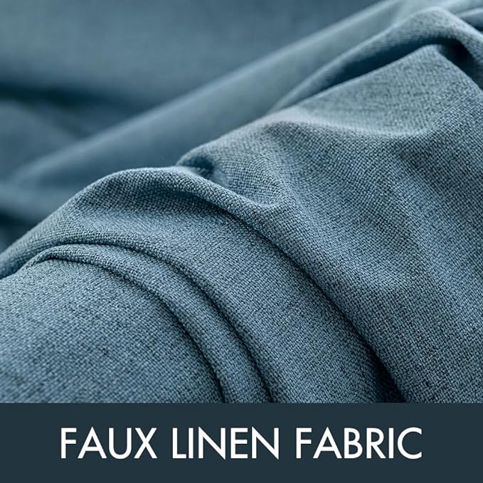 MIULEE Linen Blackout Curtains and Drapes 100% Room Darken Thermal Insulated Grommet Window Panels with Coating 2 PCs W 42 x L 63 inches Dusty Blue