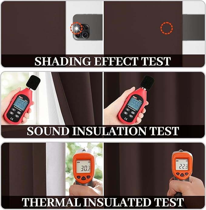 Yakamok Room Darkening 100% Blackout Curtains Grommet Window Treatments with 2 Thick Layers-Brown Thermal Insulated Drapes Set of 2 Panels for Bedroom Living Room 52 Inches by 96 Inches Length