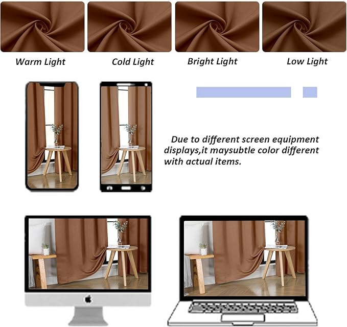 Simplebrand Ava Sun Baked Blackout Curtains for Bedroom 63 Inch Length 2 Panels, Solid Thermal Insulated Energy Saving Rod Pocket Window Treatment Curtains Blackout Drapes, W40 x L63 Inch, Sun Baked
