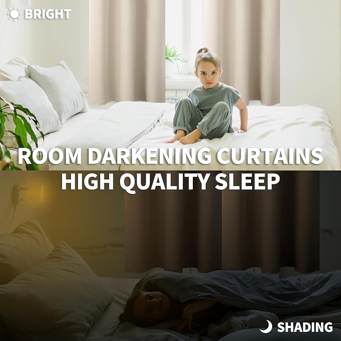 BGment Blackout Curtains - Grommet Thermal Insulated Room Darkening Bedroom and Living Room Curtains, Set of 2 Panels (46 x 54 Inch, Champagne)