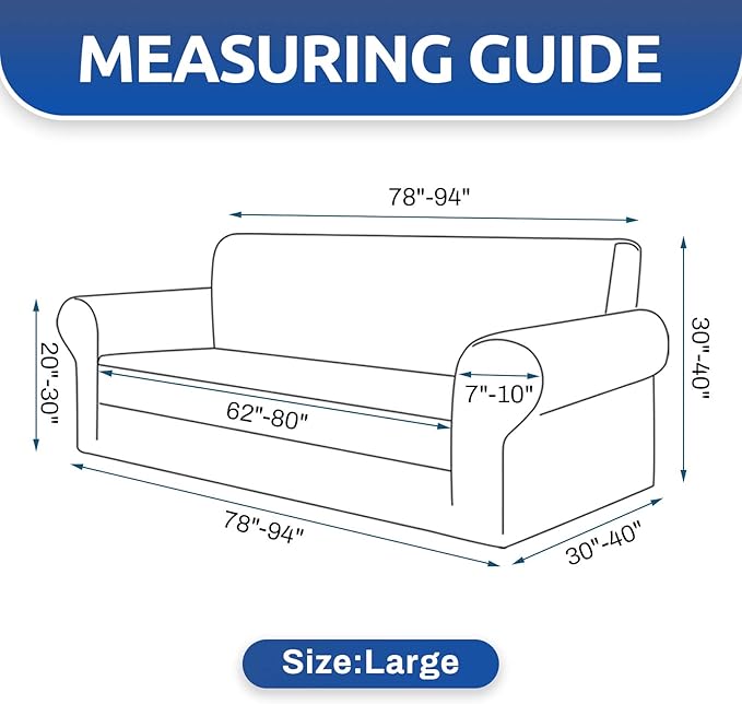 KEKUOU Stretch Sofa Cover Slipcover ，Couch Covers for 3 Cushion Couch Sofa pet Friendly (78"-94") Furniture Protector Sofa with Elastic Bottom for Kids,Dog, Jacquard Small Checked(Large,Hunter)
